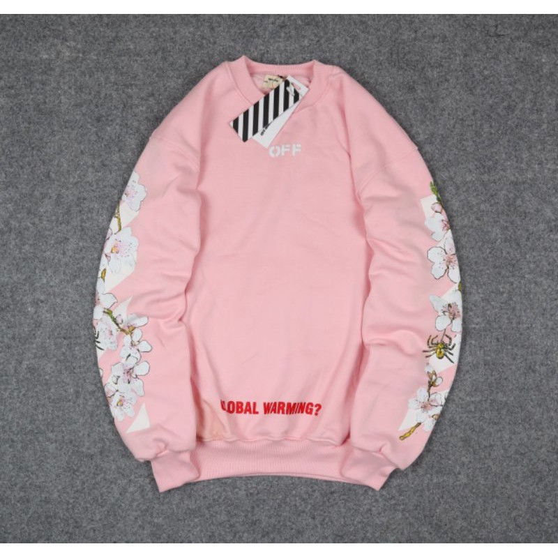 JAKET SWEATER CREWNECK OFF CHERRY BLOSSOM UNISEX PREMIUM QUALITY