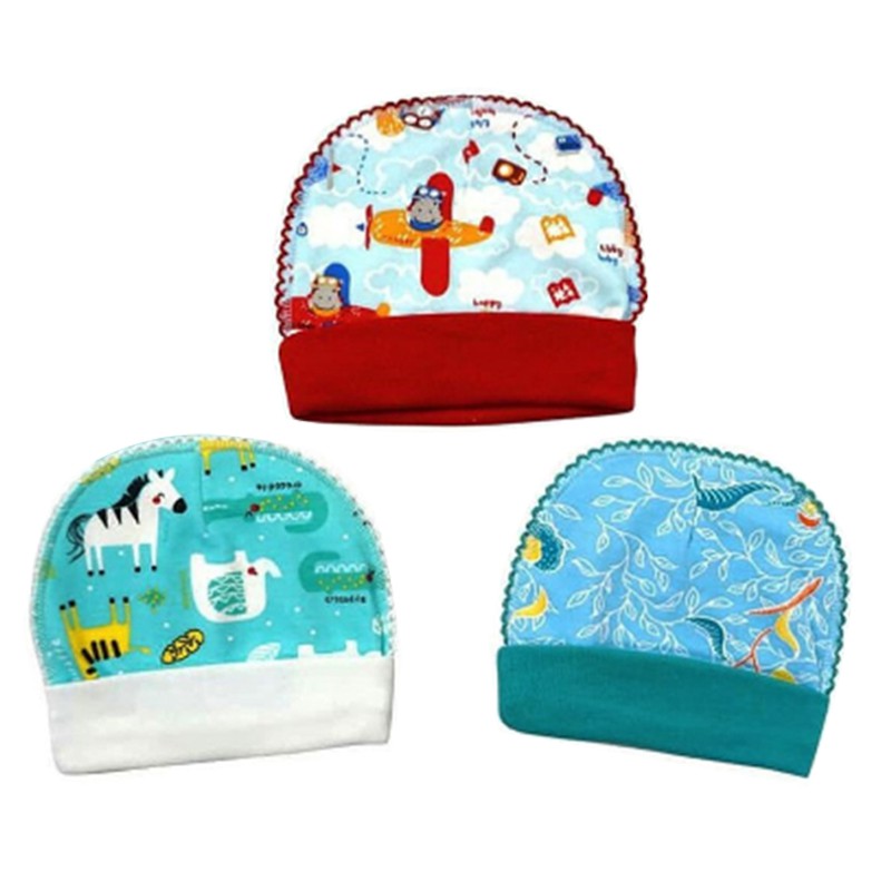 Libby baby Topi bulat Batik Boy Newborn 3pc Topi bayi