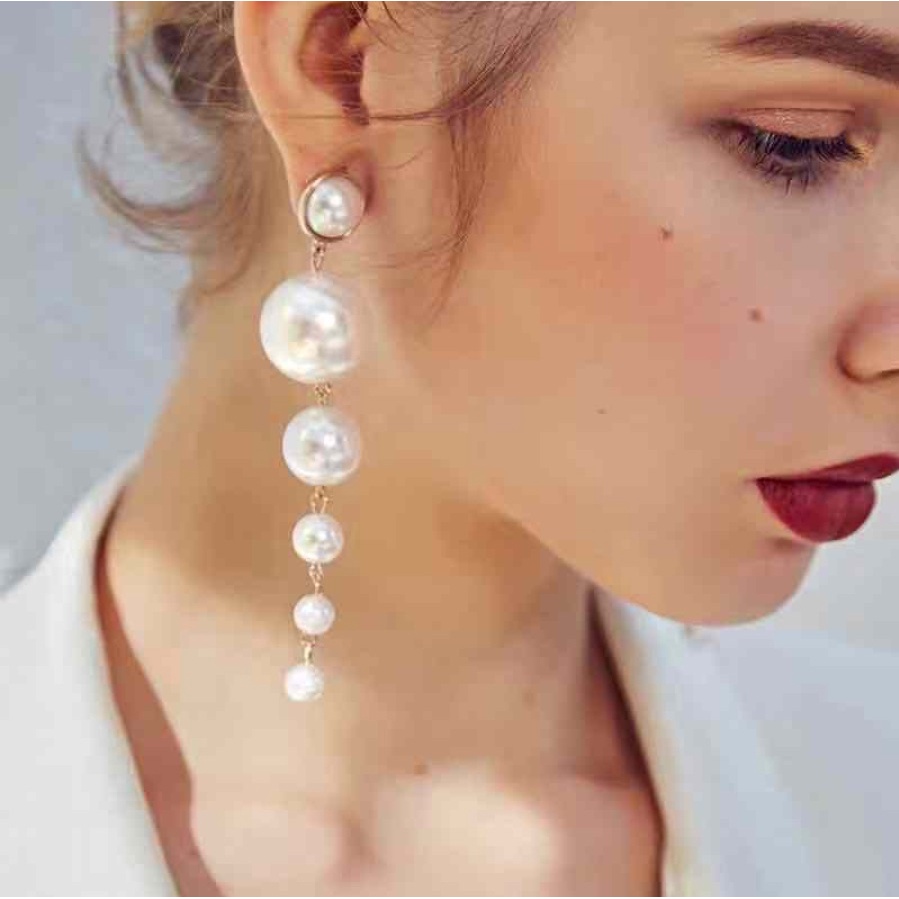 Anting Wanita B638 TASSEL BIG Mutiara Panjang Korea Fashion Vintage Earrings Women Earring Giwang Imitasi Aksesoris