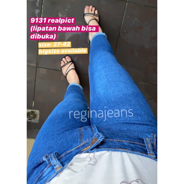 Celana skinny biru jeans wanita  JSK 9131 bigsize jumbo stretch bestseller