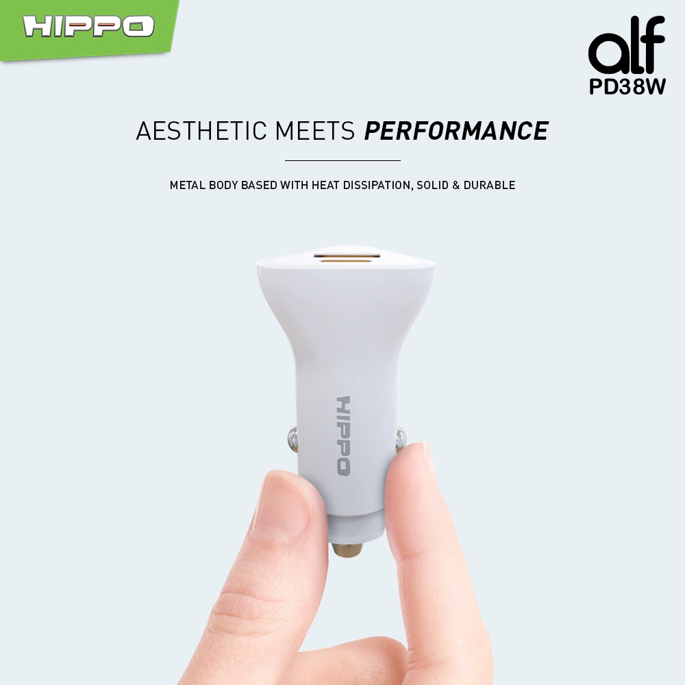 Hippo Car Charger ALF 2 PD 38W Power Delivery Fast Quick Charging 3.0 Casan Colokan Mobil Type C Android Iphone Micro Lightning QC Dual Port USB A USB C