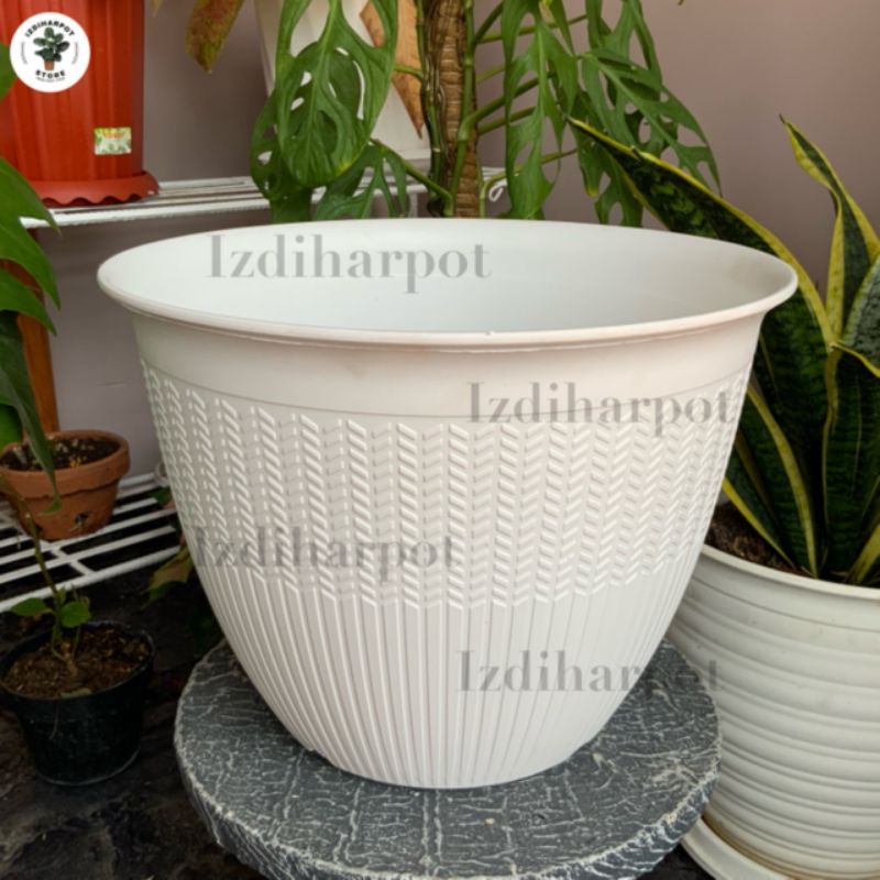 pot bunga tanaman cjp padi 35cm putih - CJP PADI 35 PUTIH 9935