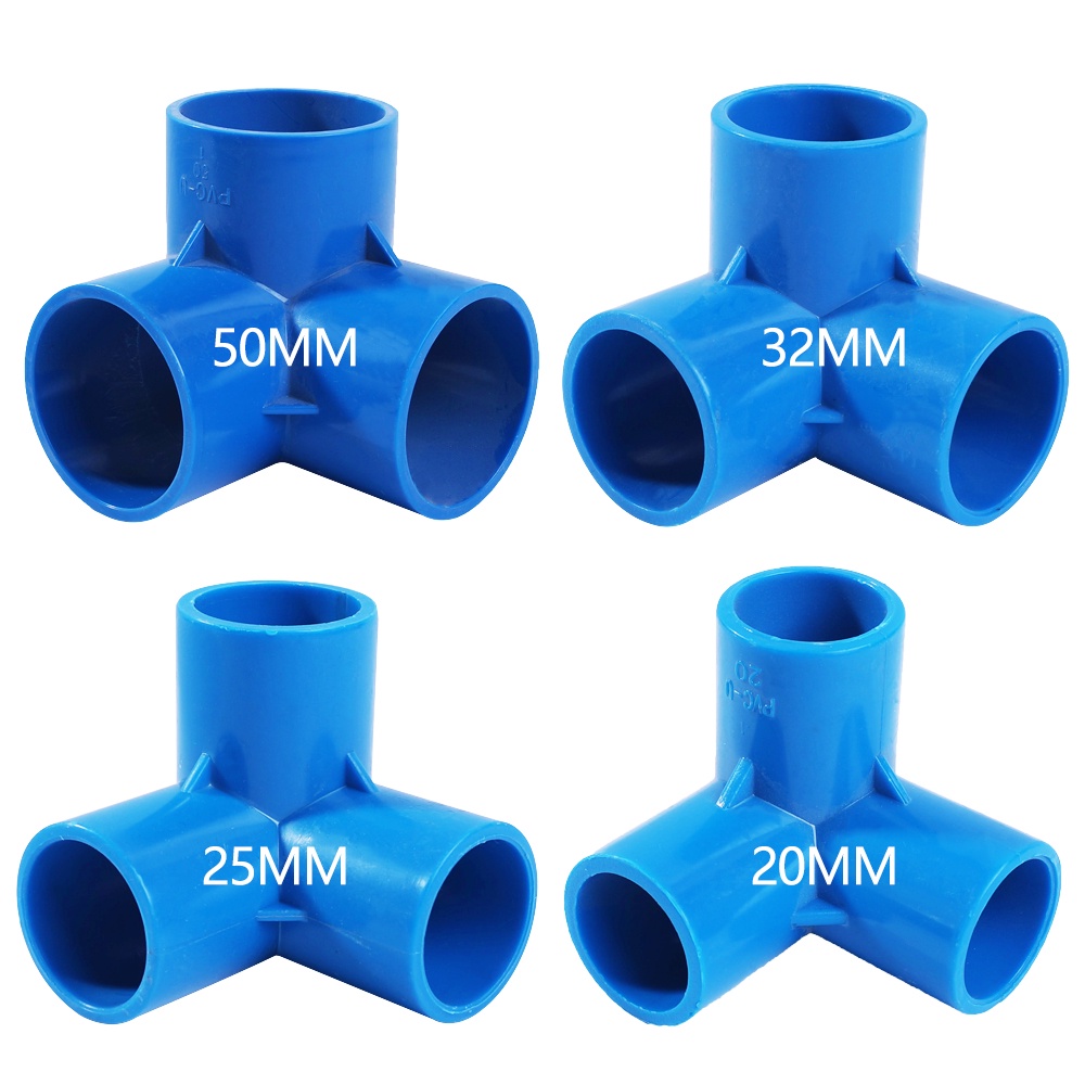 20-50mm Konektor Pipa PVC Biru / Tabung Air Irigasi Siku T Alat DIY