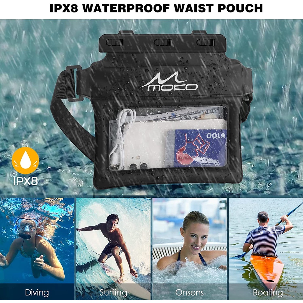 ▩Moko Tahan Air Ponsel Kantong Fanny Pack Floating Dry Bag Renang Tas Pinggang Underwater Ski Drift 