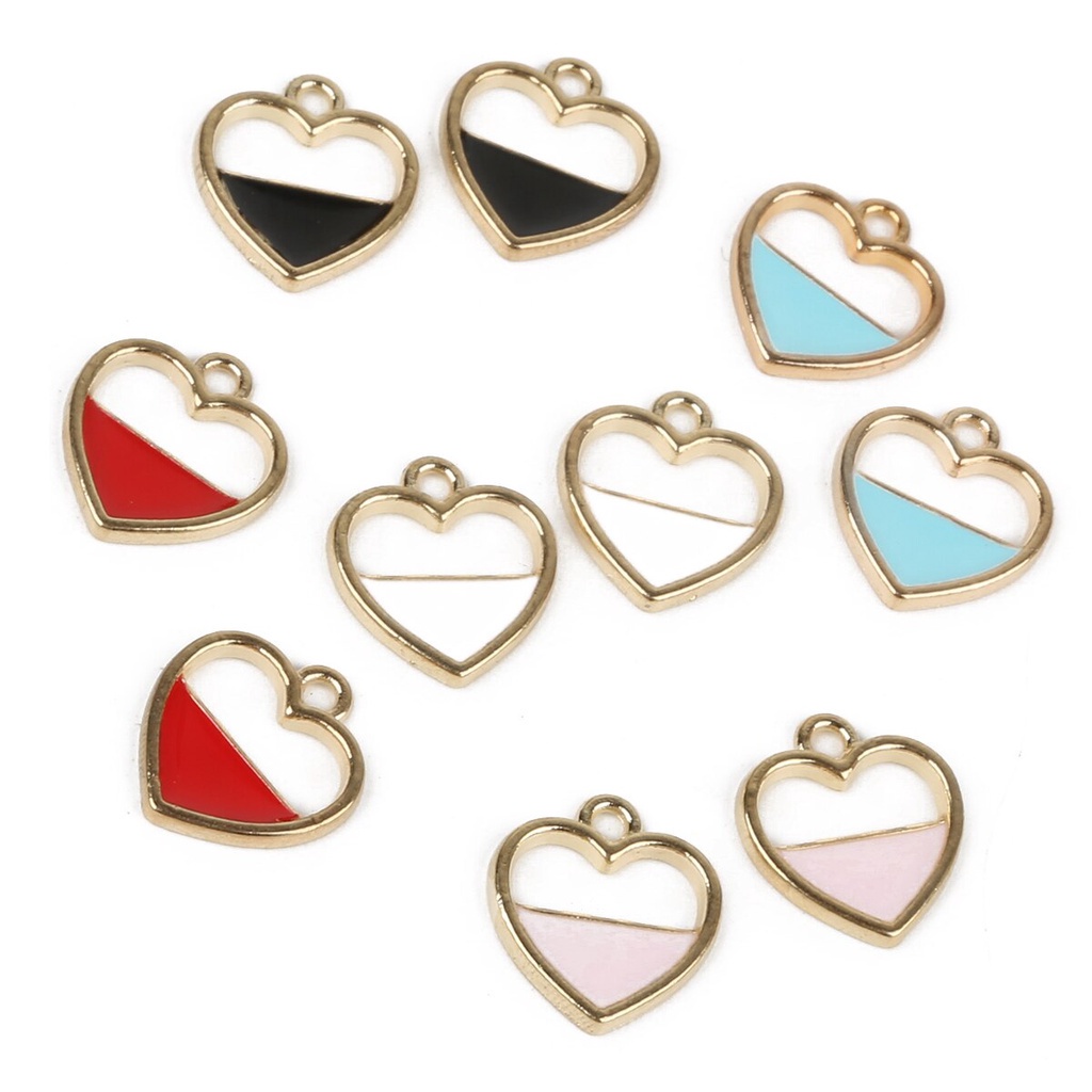 15x16mm Dripping Oil Alloy Pendant Half Heart Shape Pattern Modeling  Various Color For DIY Earrings Bracelets Necklaces Jewelry Crafts