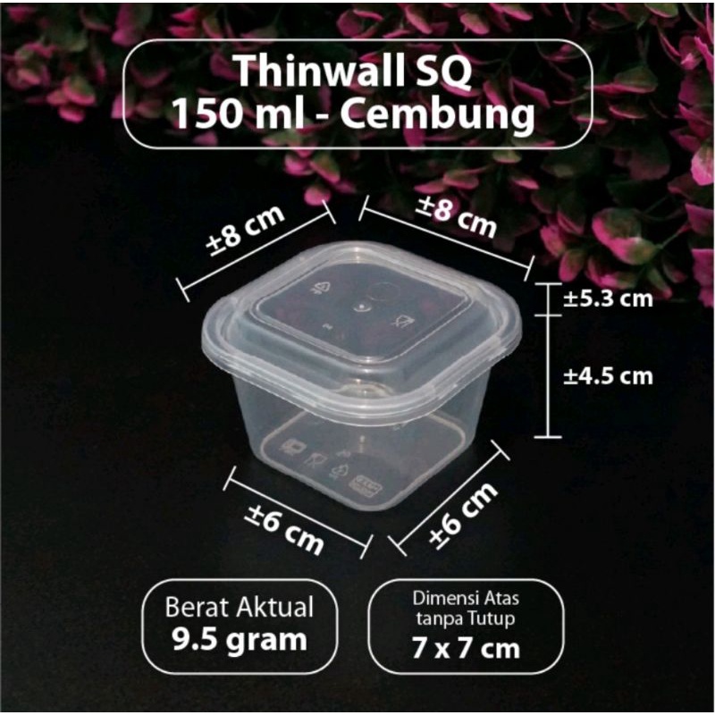 THINWALL DM 150 ML Plastik Cup Pudding Kotak Persegi MINI / 150ML Square Mini / ISI 25 Set