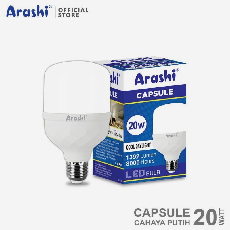 LAMPU LED ARASHI CAPSULE 20W / BOHLAM LAMPU LED ARASHI CAPSULE / BOHLAM LAMPU CAHAYA PUTIH / LAMPU LED MURAH SUPER AWET