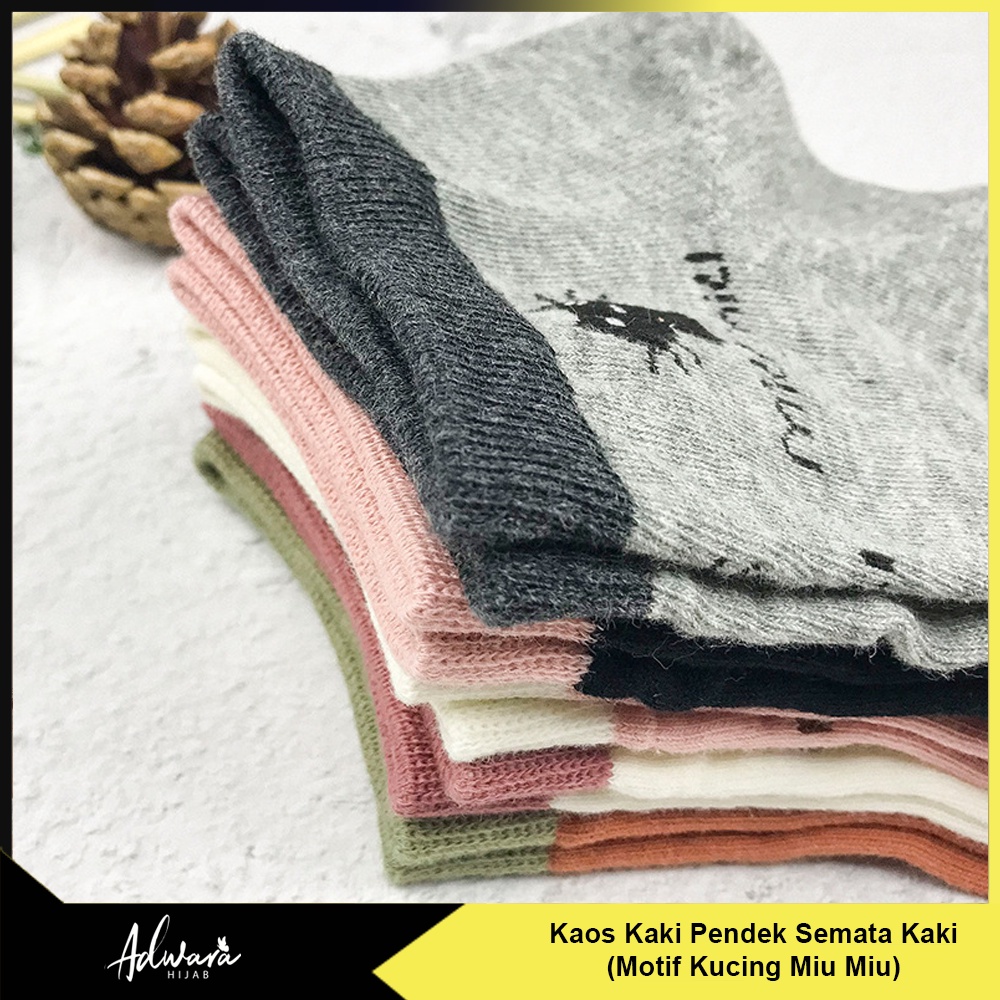 Kaos Kaki Pendek Wanita Semata Kaki Motif Kucing Lucu Miu Miu