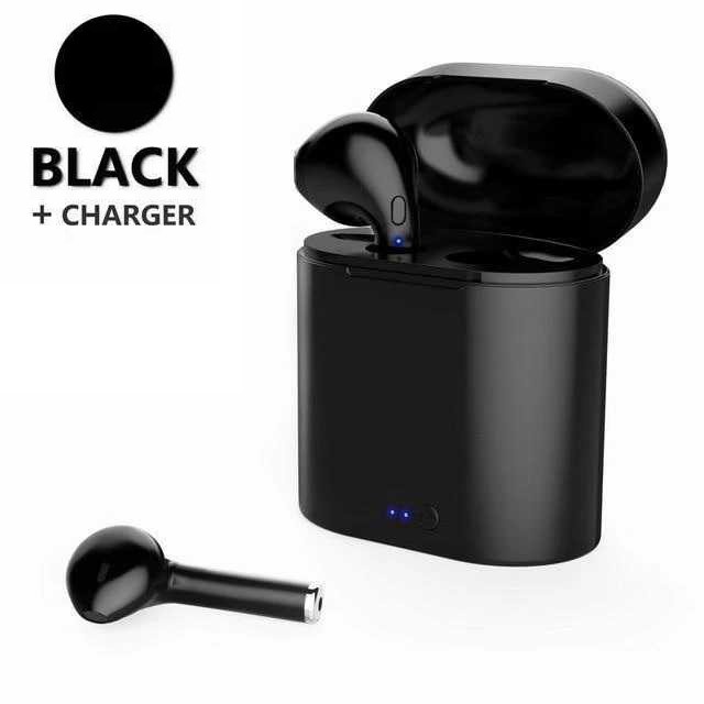 Mini Earphone Bluetooth 4.2 with Charging Case - i7S TWS - Black