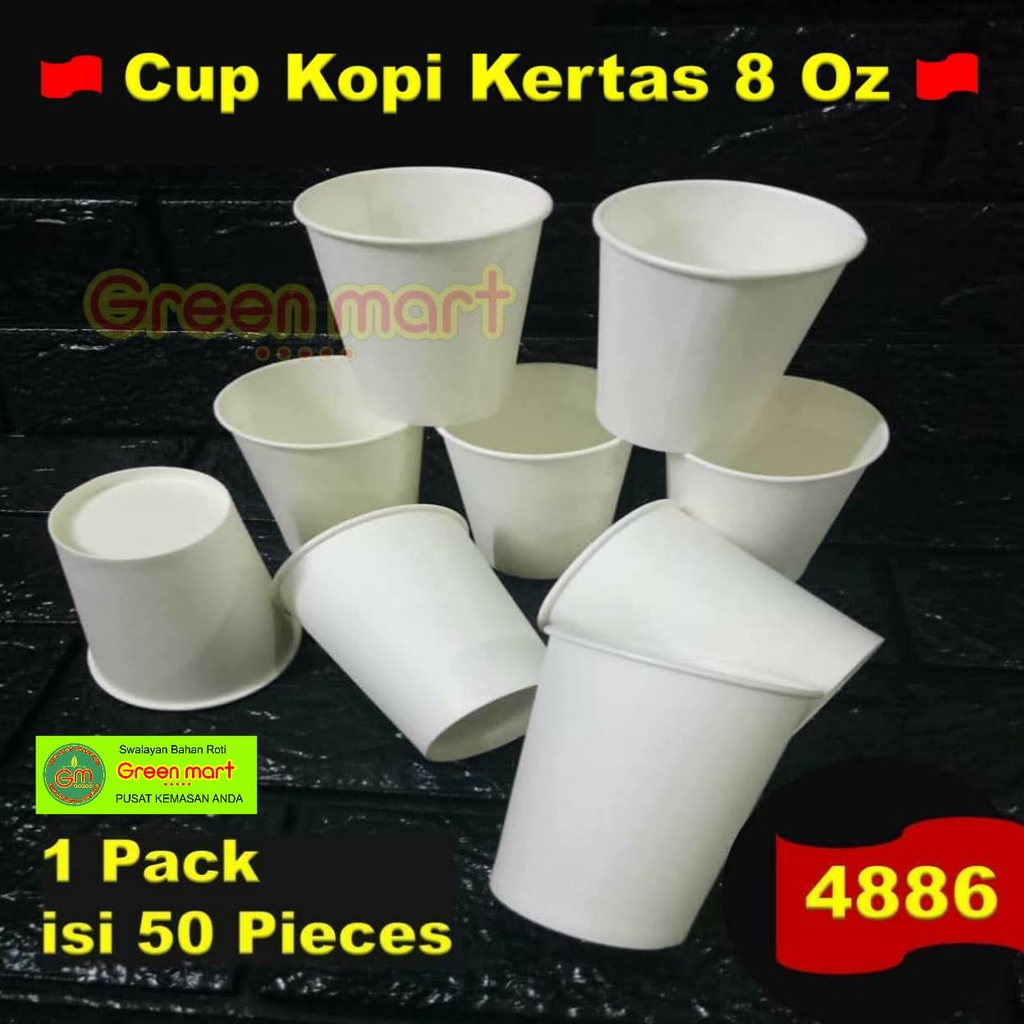Cup Kopi Cup Kertas Coffee Cup 8 Oz Tanpa Tutup Paper Cup Motif Kopi 1 pack Isi 50 Pieces. 4886