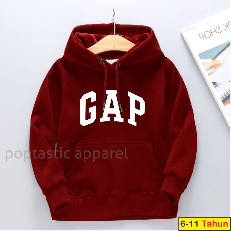 G A P Sweater Hoodie anak 6-11 Thn Laki-laki perempuan LOGO BORDIR FLEECE TEBAL