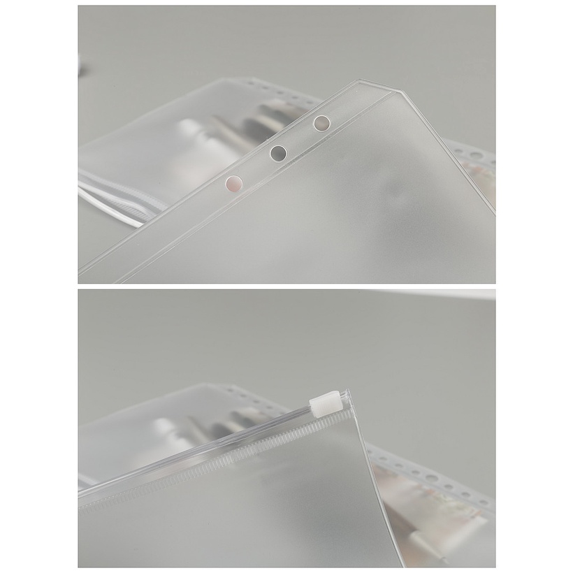 A5/A6 Transparent Matte PVC Binder Zipper Bag Album Sleeves Waterproof Bag 6 Holes Notebook Planner Accessories Stationery