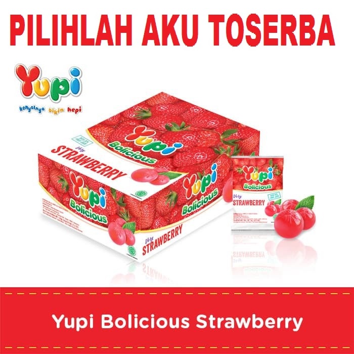 YUPI Bolicious STRAWBERRY BOX - ( HARGA 1 DUS ISI 12 BOX )