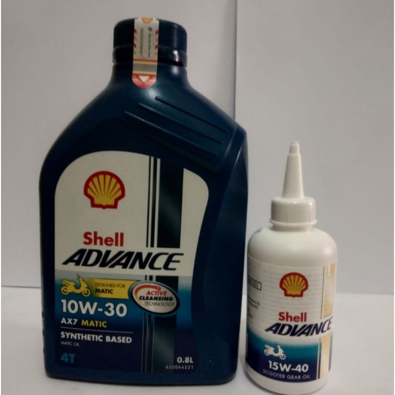 PAKET OLI SHELL ADVANCE MATIC AX7 0.8LT 10W-30+ OLI GEAR SHELL 120 ML FOR ALLMATIC