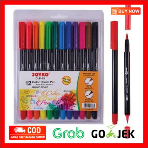 

(BISA COD) CLP-13 Spidol Colour Brush Pen/Pena Kuas 12 Warna Joyko