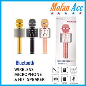 MIC WSTER WS 858 Wireless Bluetooth Karaoke + speaker Microphone portable Smule ws858 karoke ktv mp4