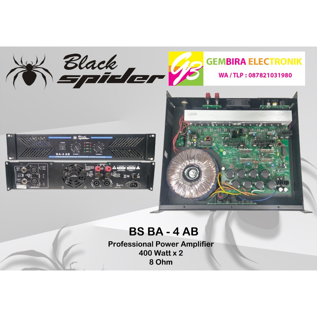 POWER AMPLIFIER BLACK SPIDER BS BA 4AB ORIGINAL Professional