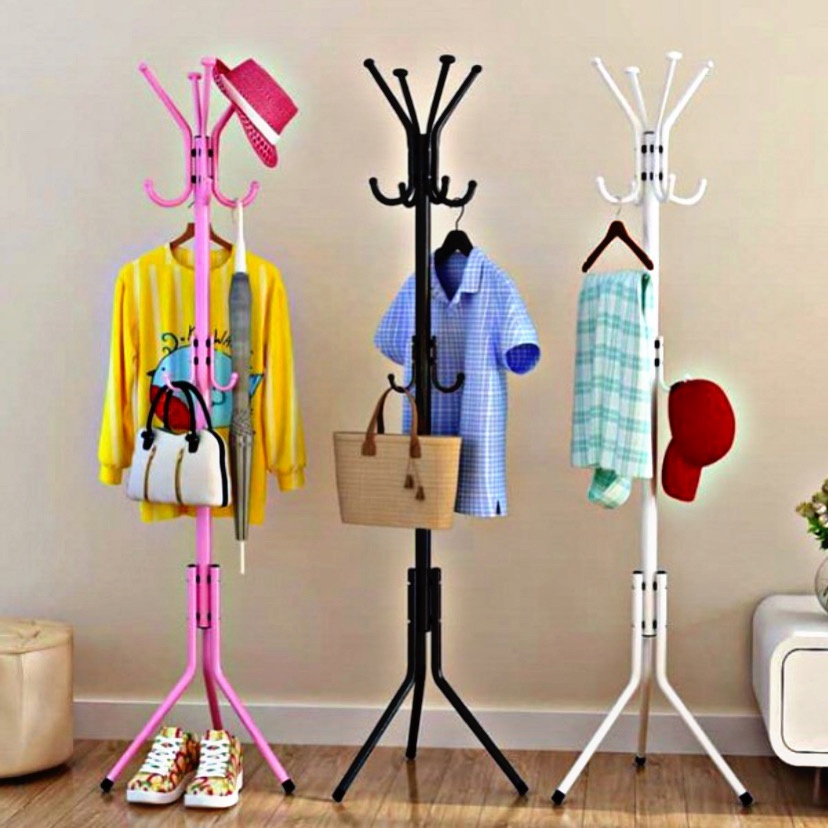 ( BISA COD ) PROMO STAND HANGER GANTUNGAN BAJU BERDIRI / GANTUNGAN BAJU COAT RACK BERDIRI STANDING TAS DAN TOPI MULTIFUNGSI