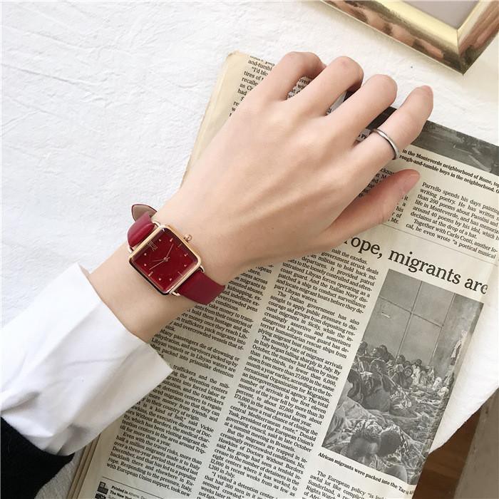 ✅COD [BBS] Jam Tangan Analog Wanita Kotak Tali Kulit Gaya Korea Import Premium Grosir