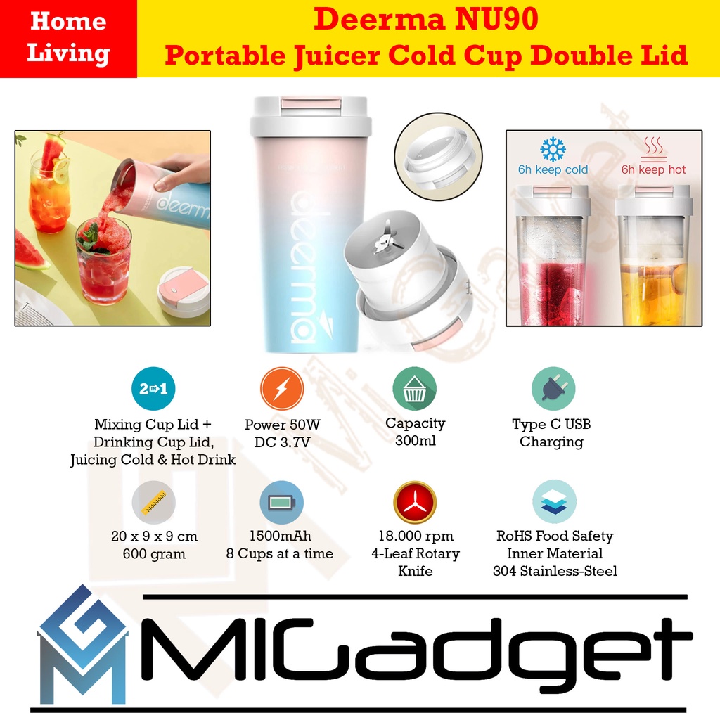 Deerma NU90 NU 90 Portable Juicer Cold Cup Double Lid