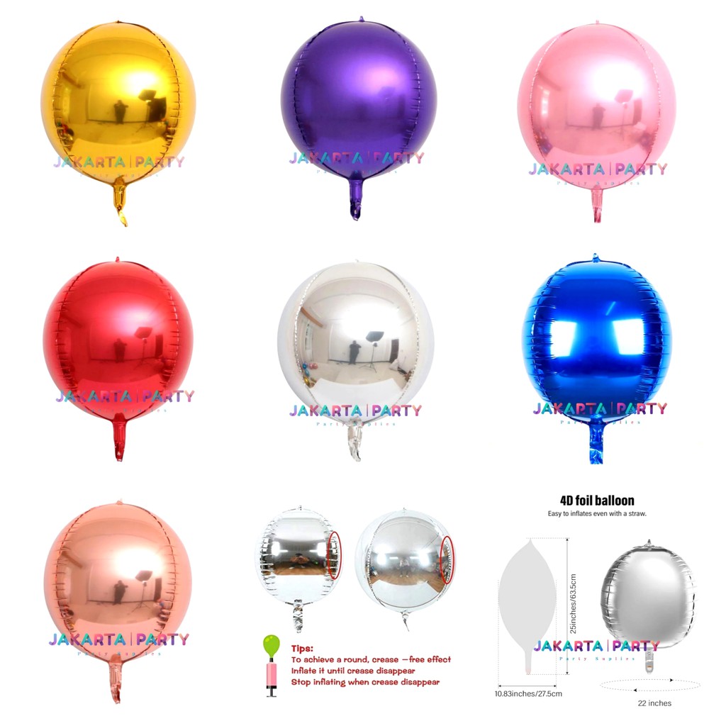 Balon Foil Bulat Orbz Ungu / Balon Orbs 4D Helium Quality / Balon Orbz