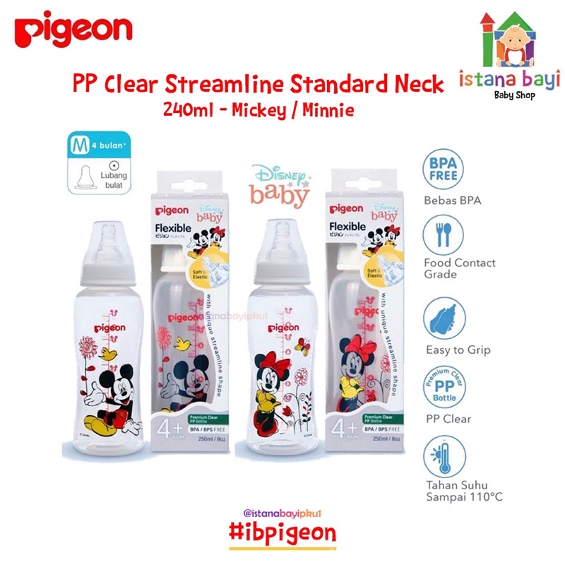 Pigeon Botol PP Clear Streamline Disney Mickey/MINNIE 150 &amp; 250 ml