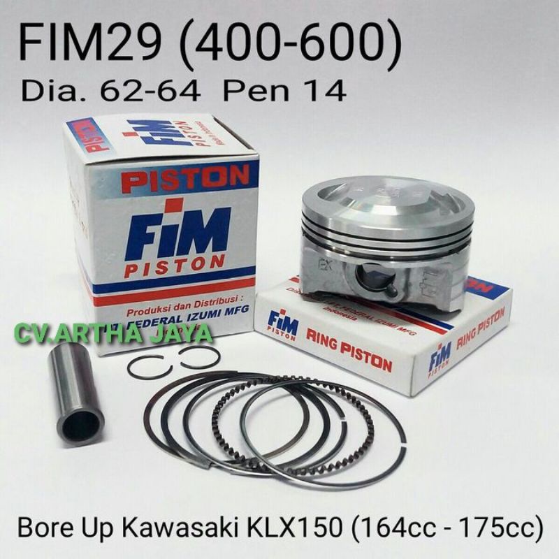 PISTON KIT FIM FIM29 KAWASAKI KLX / KLX 150 BORE UP / D TRACKER 150 ( 61 / 61,5 / 62 / 62,5 / 63 / 63,5 / 64 ) ( 300 / 350 / 400 / 450 / 500 / 550 / 600 ) ( PEN 14 / PIN 14 )-4