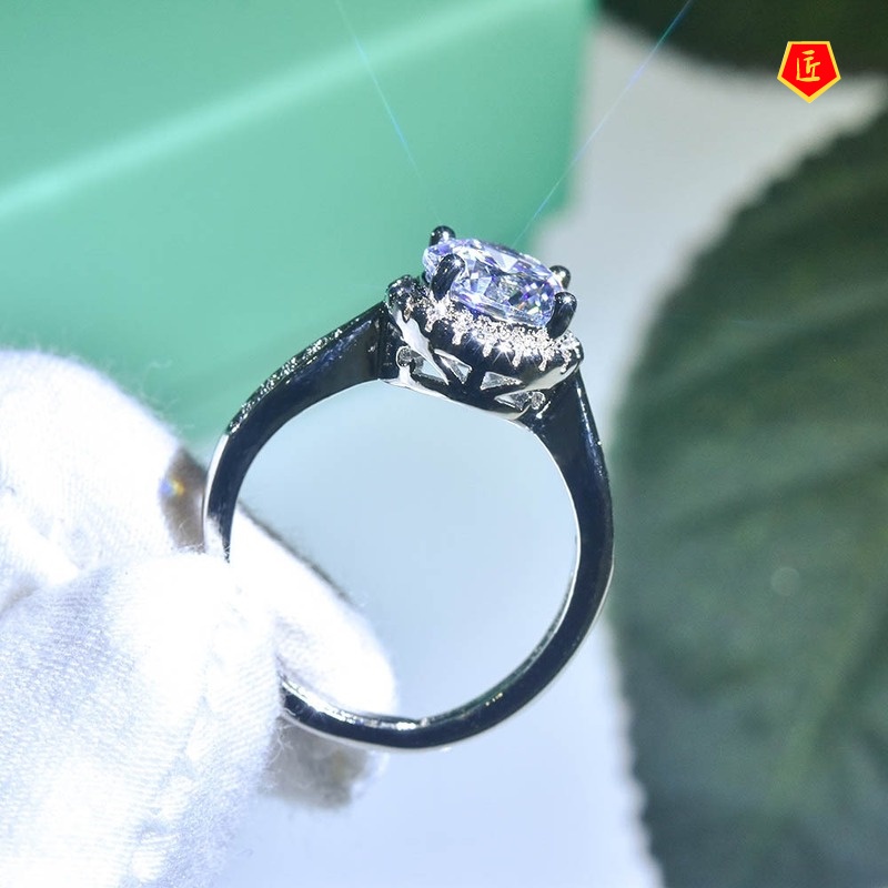 [Ready Stock]2 Karat Moissanite Open Ring Fashion Classic