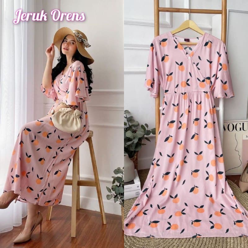 Dress Karen - Dress Kimono Rayon Premium Home Dress Import Busui Fashion Korean Style Midi Dress Kekinian