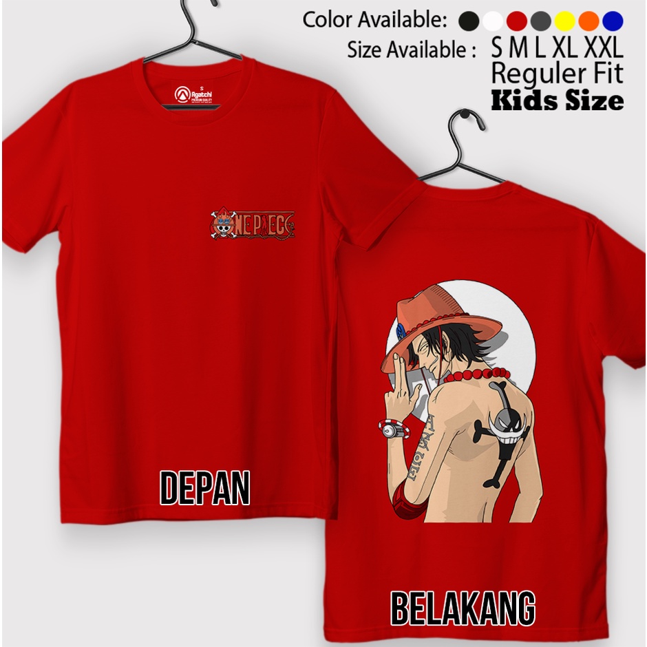 Baju Distro Kaos Atasan Anak Laki-Laki Anime One Piece Asce Ace