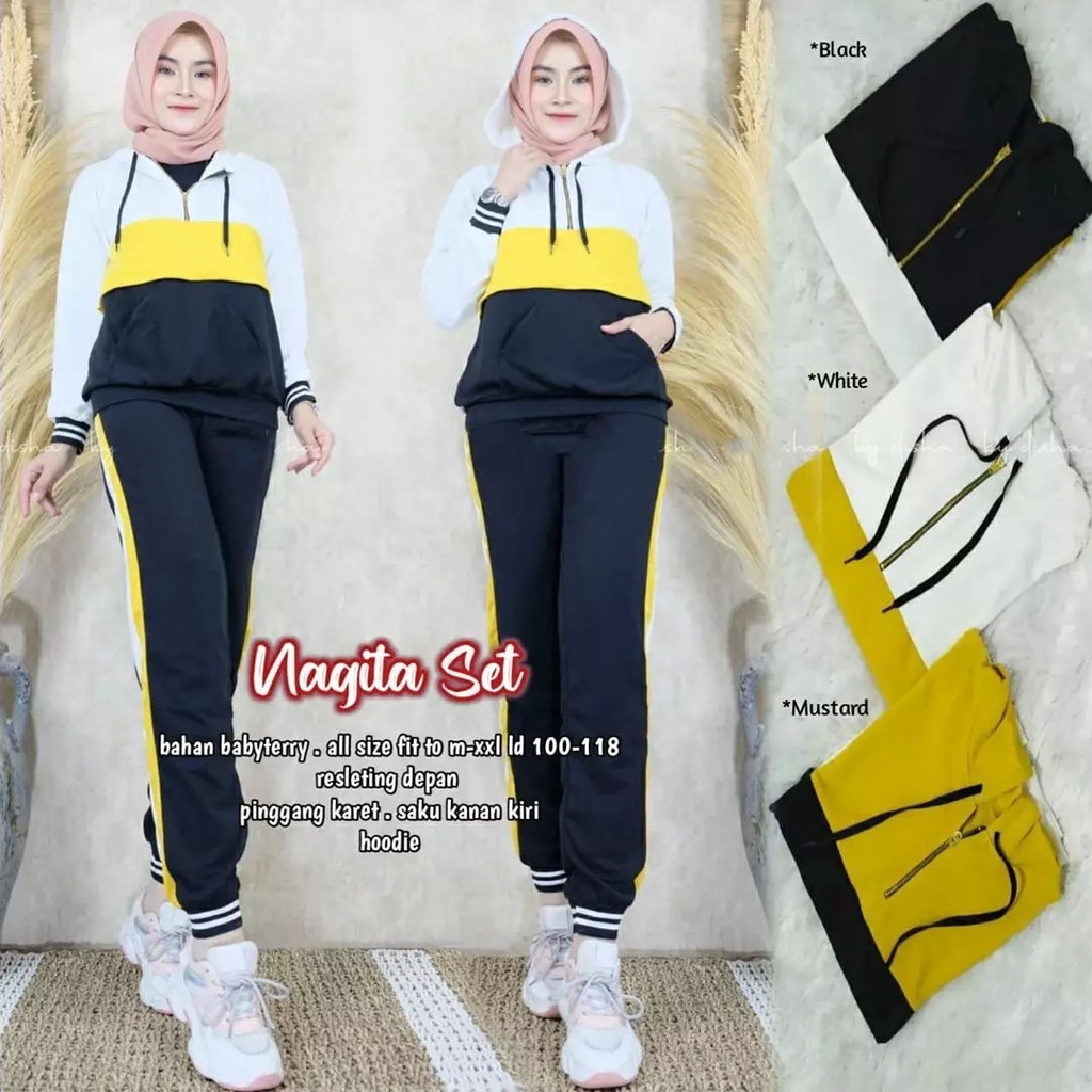 IK Nagita set baju + celana olahraga wanita muslim baju wanita dewasa muslim