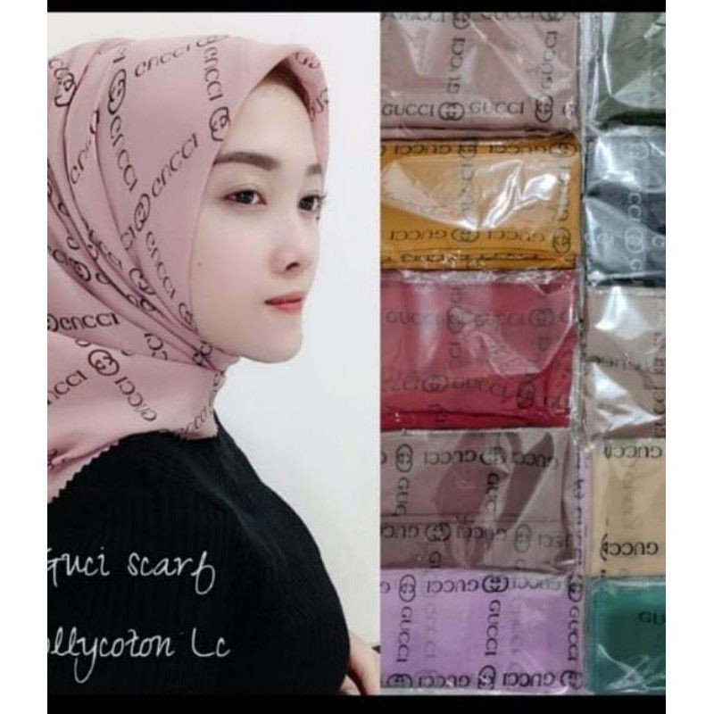 hijab kerudung segi 4 bella squer lc motif gucci