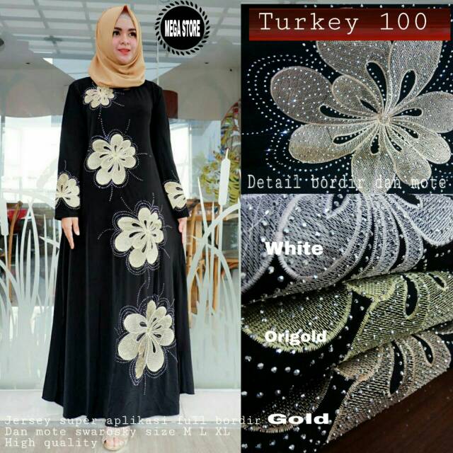 Gamis Turkey/Gamis Pesta/Abaya Bordir/Gamis Jetblack/Gamis Turkey Bordir/Grosir Gamis Turkey