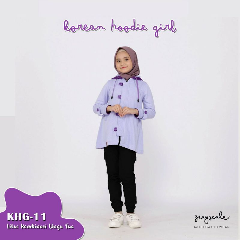 Jaket Korea Anak Hoodie Cewek Lilac