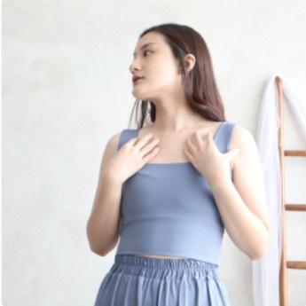MSMO Square Tanktop Crop / Atasan Wanita / Blouse Wanita / Kaos Wanita / Top Wanita-Teal blue