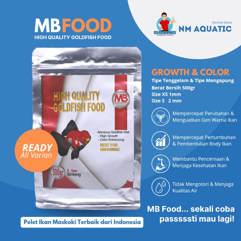 XL04R MB FOOD Growth & Color 500gr Premium Goldfish Food Pakan Ikan Mas Koki Makanan Pelet Maskoki