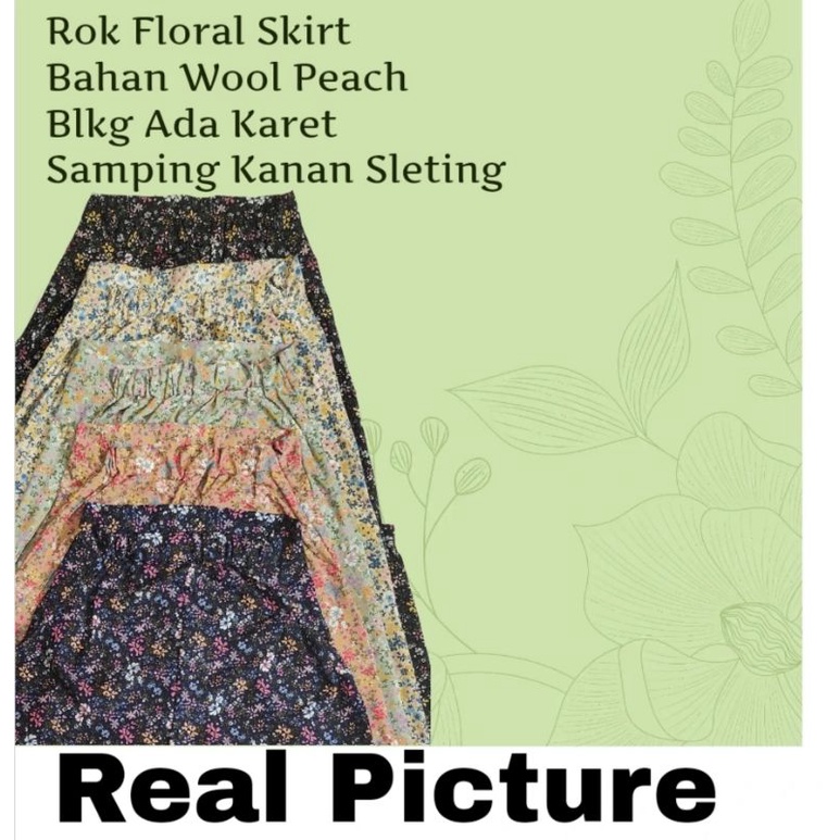 Rok Wanita Floral Skirt A Line/Bahan Wool Peach Ad 2 Ukuran L-XL/Rok Wanita Korean Style/Rok Wanita Maxi/Rok Wanita Motif Bunga