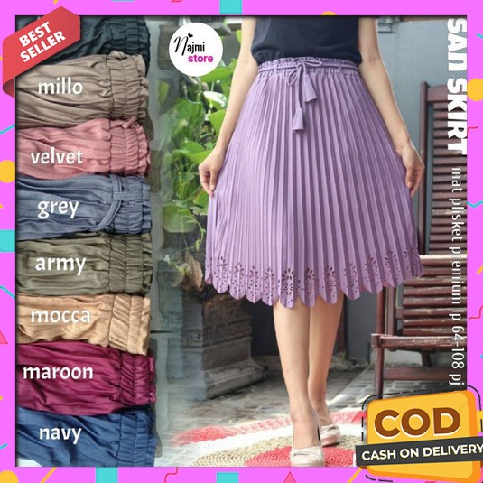 Gs Span Scuba Korean 7/8 Long/Midi Skirt Skinny Korea Premium Rok Plisket Laser Pendek 8473