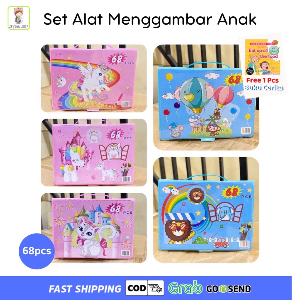 

Set alat mewarnai anak alat tulis crayon art set 68 pcs termurah ready Bandung bisa COD