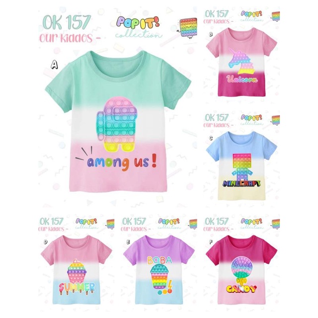 OK157 KAOS ATASAN CWE POP IT bahan katun, printing