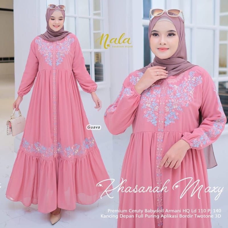 [COD] khasanah Maxy / UKURAN M,L,XL,XXL JUMBO gamis ceruty bordil BEST SELLER