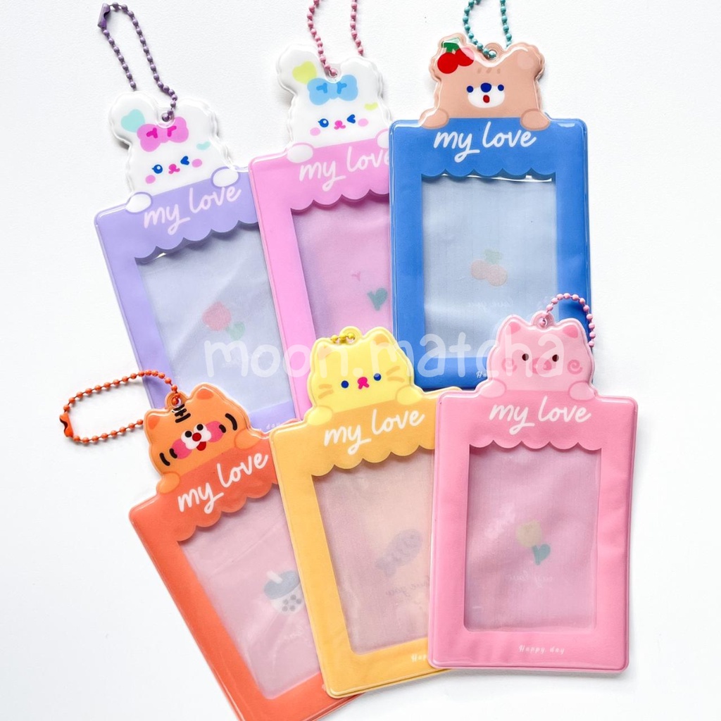 (Ready) Card Holder PVC Photocard Warna Solid Ballchain / Frame PC