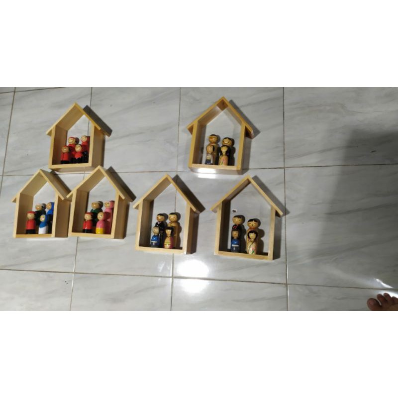 Hiasan Dinding /Hiasan Rumah &amp; Boneka Kayu Lukis 1 Set Isi 4