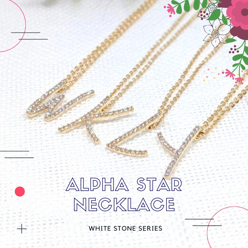  KALUNG  EMAS  ASLI ALPHABET  CARENDELANO INISIAL HURUF WHITE STONE KADAR 375 Shopee Indonesia