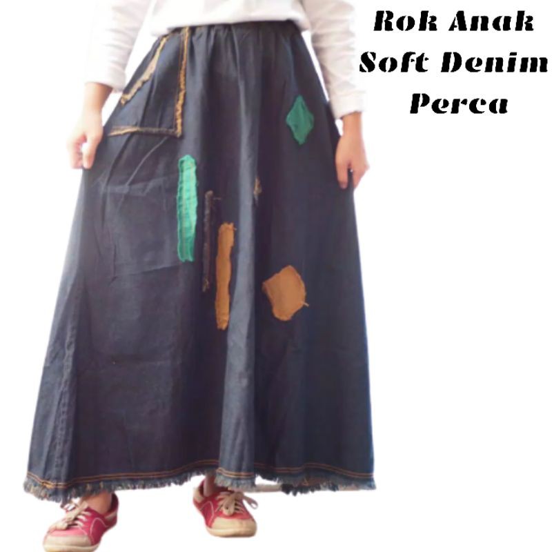 Rok Anak Soft Denim / Rok Panjang Jeans Anak Perca