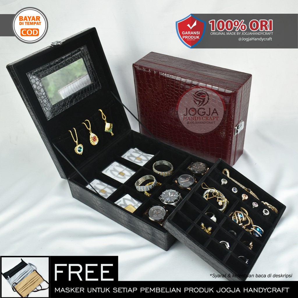 ORIGINAL Premium Jewelry Box Lengkap / Kotak Tempat Perhiasan &amp; Jam Tangan