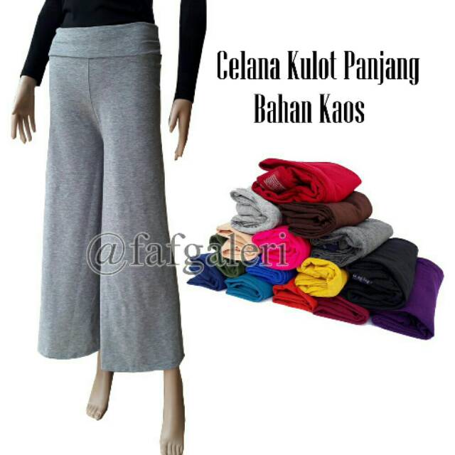 Celana Kulot Panjang Wanita Bahan Spandek Kaos