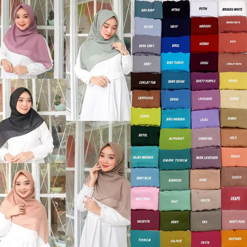 Hijab Segiempat Bella Squere Polos /COD Kerudung Segiempat Bella Squre