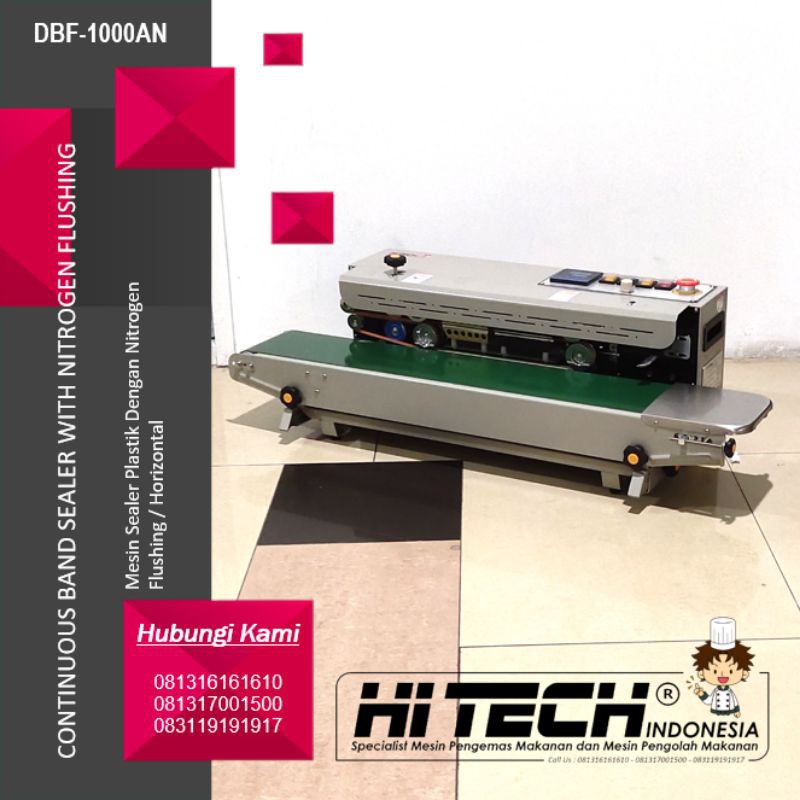 Continuous Band Sealer With Gas Nitrogen Flushing Horizontal DBF-1000AN Mesin Sealer Nitrogen