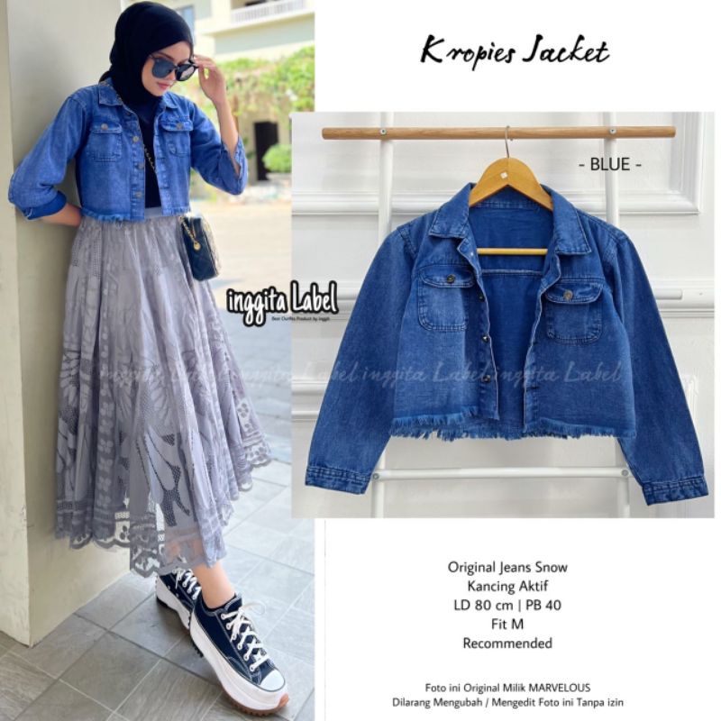 CROPIES JACKET BY INGGITA LABEL / JAKET JEANS WANITA MUSLIMAH